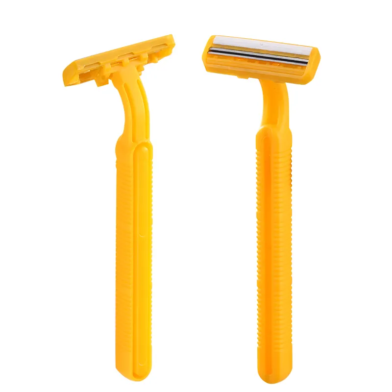 Two Blades Customized Manual Yellow Comfortable Shaving Disposable Razor