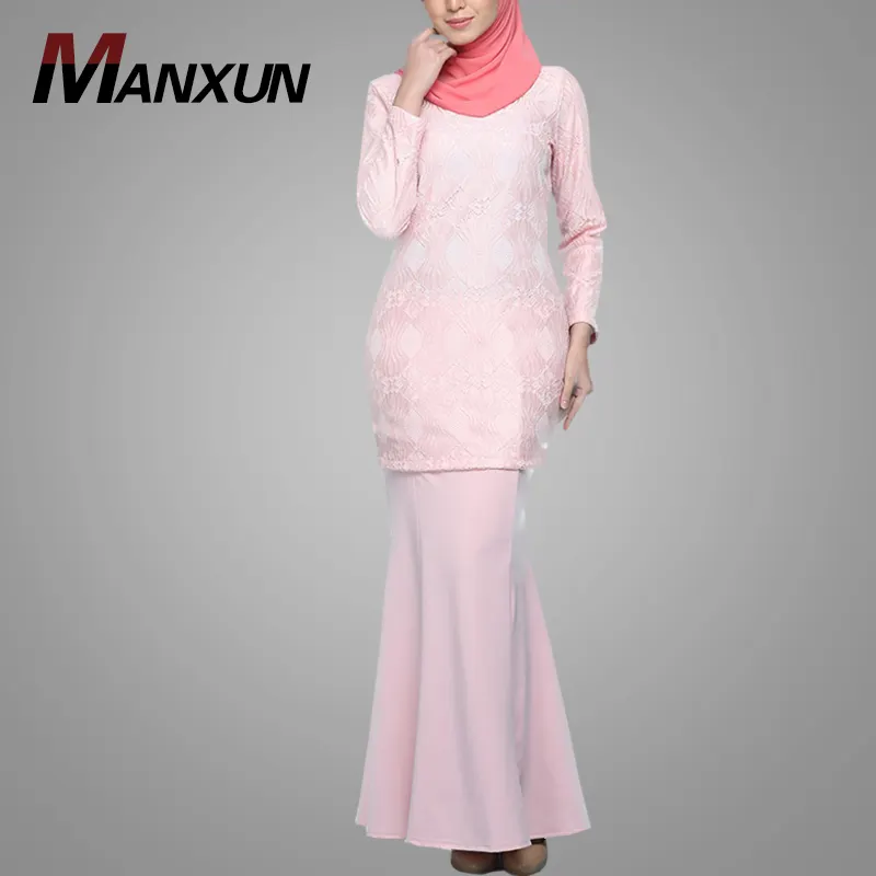 Moderne Saudi Kleid Rundhals Mode Design Baju Kurung Malaysia Traditionellen Stil Modell Kebaya Baju Kurung