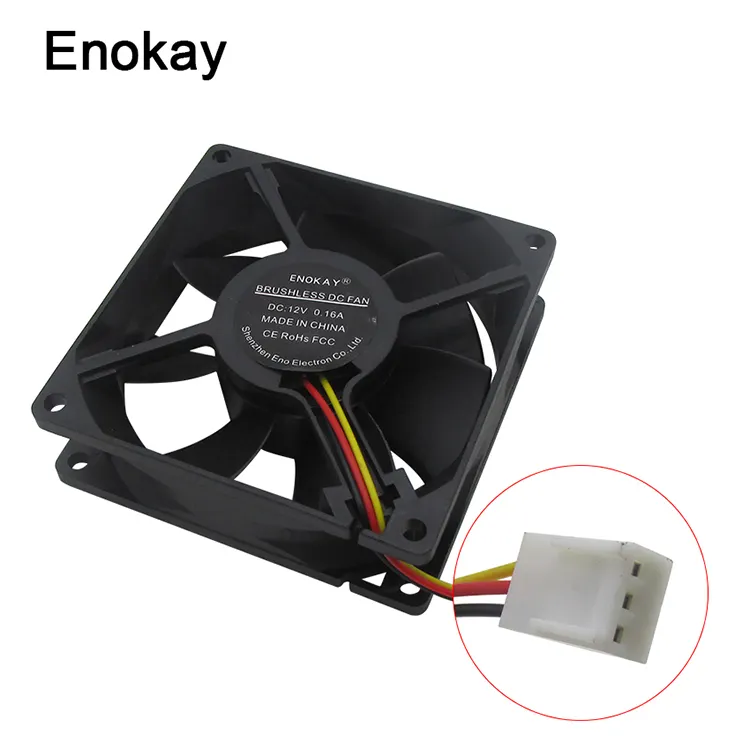Enokay DC Ventilatore 12V 3 wire 3 Pin del Connettore 80x80x25mm 8025 Cassa del PC di Raffreddamento ventilatore 80 millimetri dispositivo di Raffreddamento Del Computer