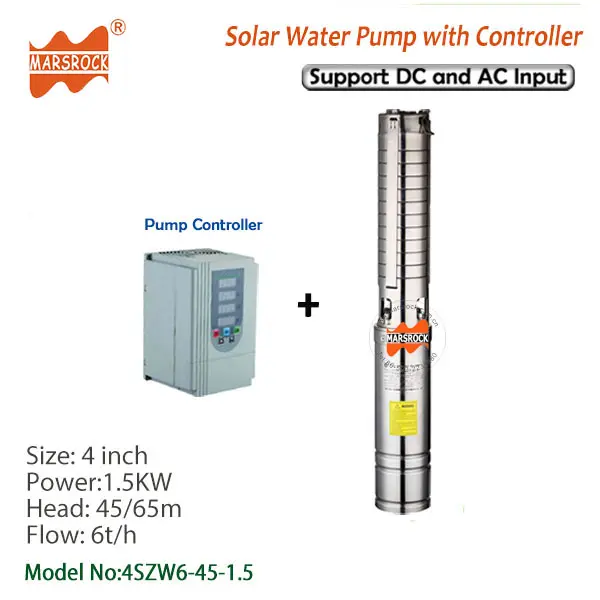 DC AC двойного назначения 2HP глубокий скважинный Солнечный водяной насос с частотным инвертором, поток 6 т/ч головка 45 м для домашнего использования, сельскохозяйственное орошение