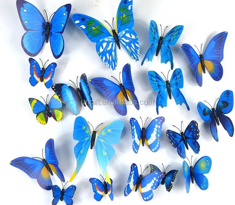 Pegatinas 3D de PVC con 12 mariposas, decoración para el hogar, sala de estar, dormitorio y decoración festiva de boda, 1 Color