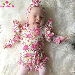 女孩空白白色颤振袖荷叶边连体衣幼儿棉花天使翼婴儿 Onesie 批发孩子颤振袖身体套装