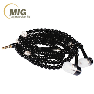 Hot Tai Nghe Ear Trong Kim Cương Ngọc Trai hạt vài vòng cổ Tai Nghe Có Dây Với <span class=keywords><strong>Mic</strong></span> Mp3 Fashional Cô Gái món quà earbuds <span class=keywords><strong>headphone</strong></span> - Product Image 4