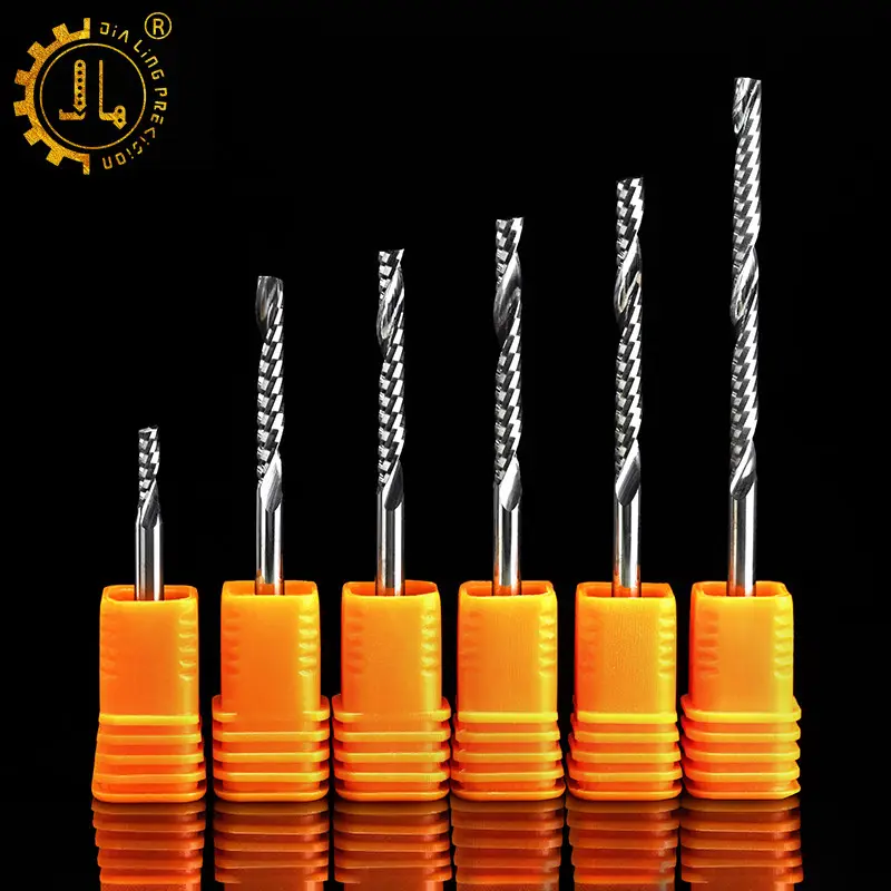 Acryl End Mill Cnc Enkele Fluit Frezen Carbide Router Cnc Bit End Mill Prijs Cnc Frees Bit Voor pvc Snijden