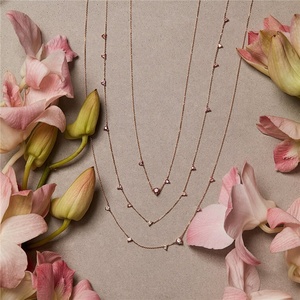 925シルバー18Kメッキ珍味ミニマリスト虹cz Jewelryロングネックレス