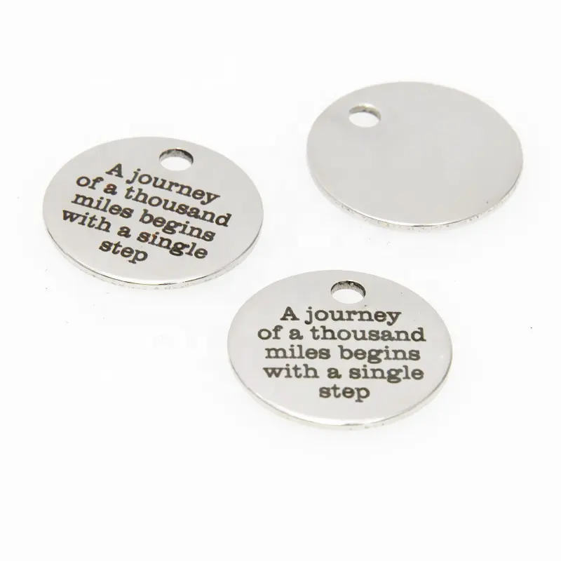 Citation charme un voyage de mille miles commence par une seule étape pendentif de message en acier inoxydable 20mm