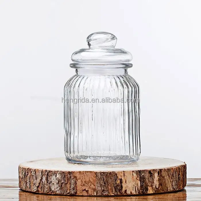 glass Elements Iconic Ribbed and Knob Topped Clear Glass Kitchen Storage Jars with Air Tight Seals Large capacity, low price, go