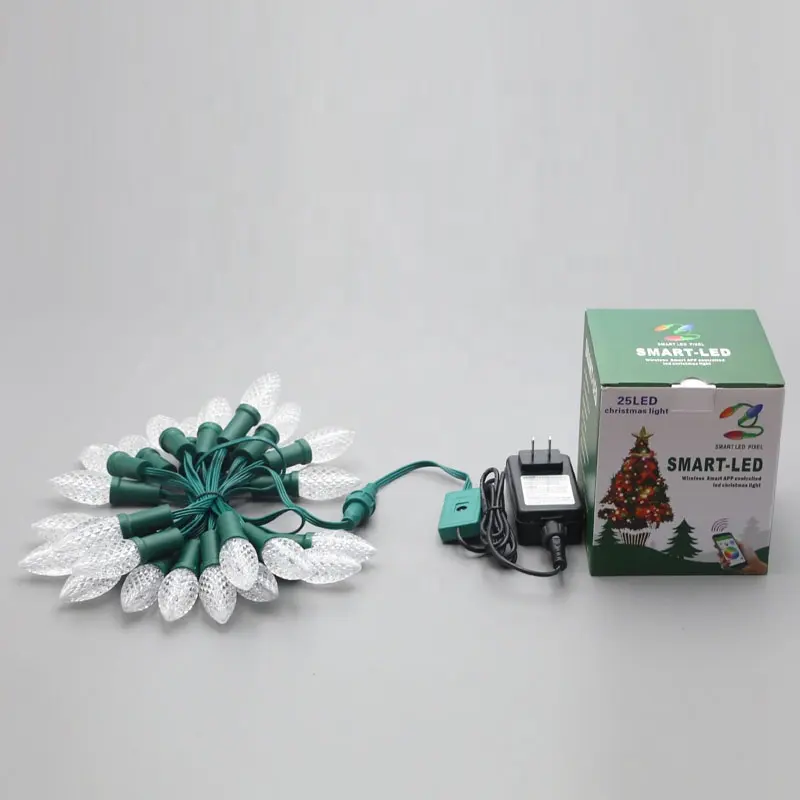 Wireless Intelligente APP controllata led C9 luce Di Natale Set WS2811 indirizzabile decorazioni di copertura impermeabile trasparente