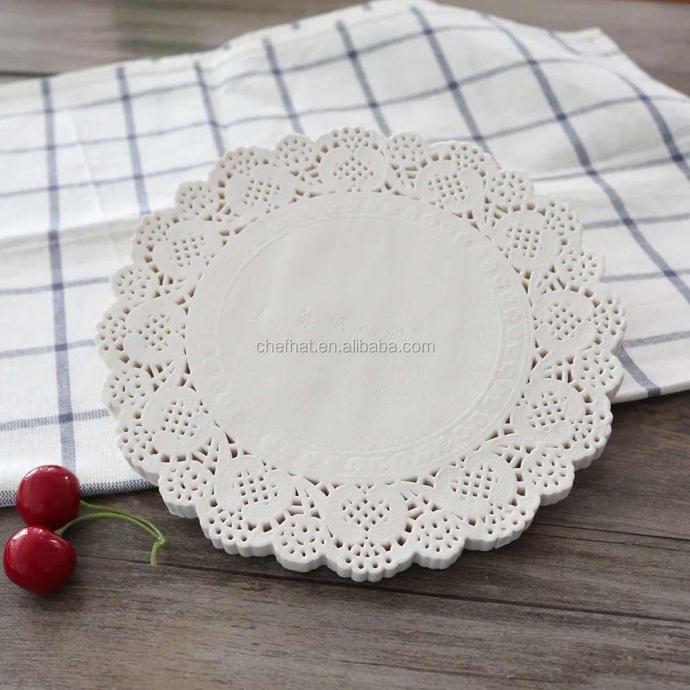 Toalha de mesa de papel redonda branca, toalha de mesa para fazer cartas/arte doyley/cartão de casamento