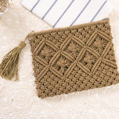 女性のための新しいデザインの手作りニットかぎ針編みサマービーチバッグ