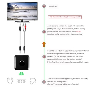 CSR 蓝牙发射器/接收器电视 PC MP3 MP4 笔记本电脑 RCA 或 3.5MM 输入对 2 蓝牙耳机扬声器同时 - Product Image 2