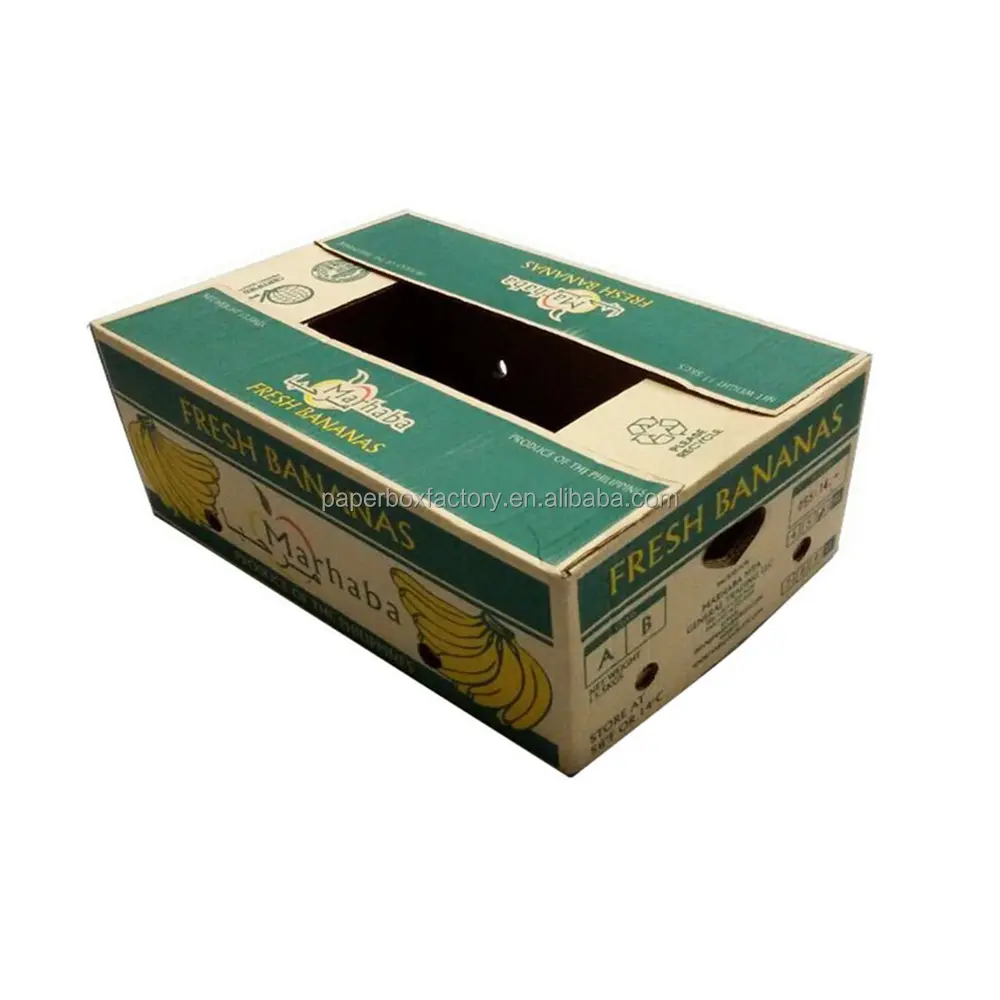 Caja de cartón de plátano de embalaje de frutas y verduras frescas corrugadas de 5 capas recicladas personalizadas