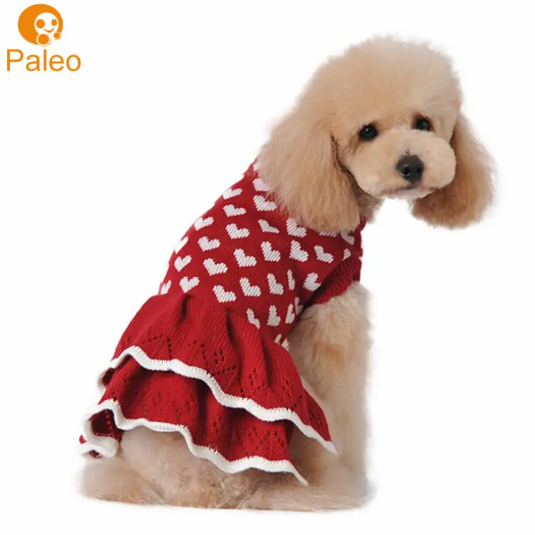 Paleo 애완 동물 개 니트 스웨터 옷 귀여운 고양이 두꺼운 따뜻한 빨간 사랑스러운 스웨터 의류 개 애완 동물 따뜻한 겨울 점퍼 원피스