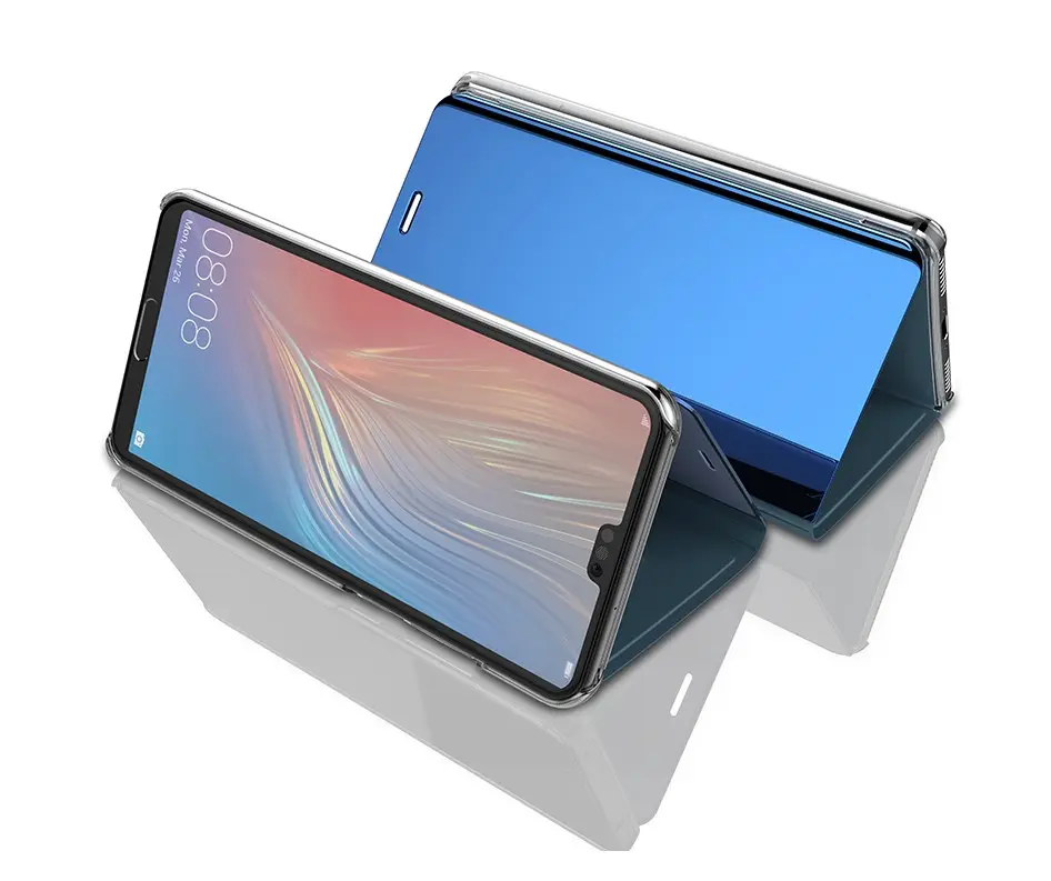 Pour Samsung Galaxy S9 C8 C10 J7 Nxt Note 8 S8 S7 Bord J4 J6 J8 A6 2018 Vue miroir intelligent Étui À Rabat Étui En Cuir