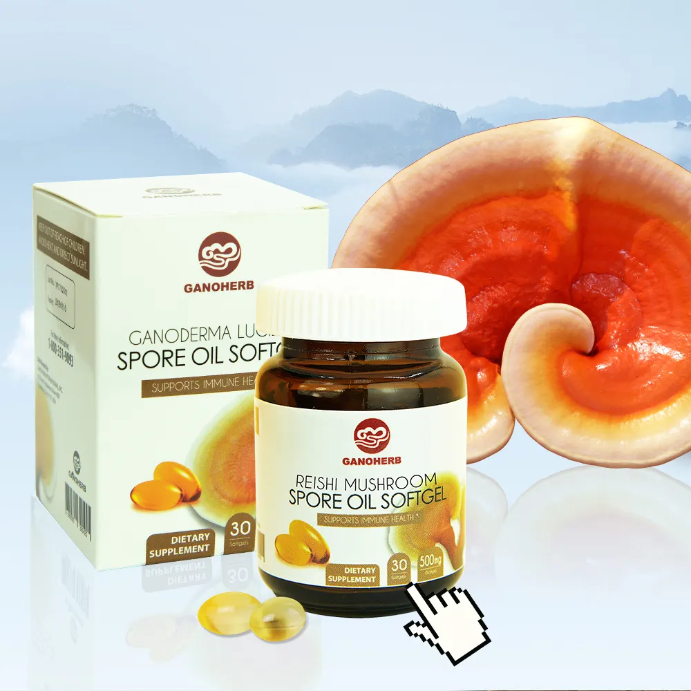 100% Biologische Pure Ganoderma Lucidum Reishi Paddestoel Extract Spore Olie Softgel Triterpeen