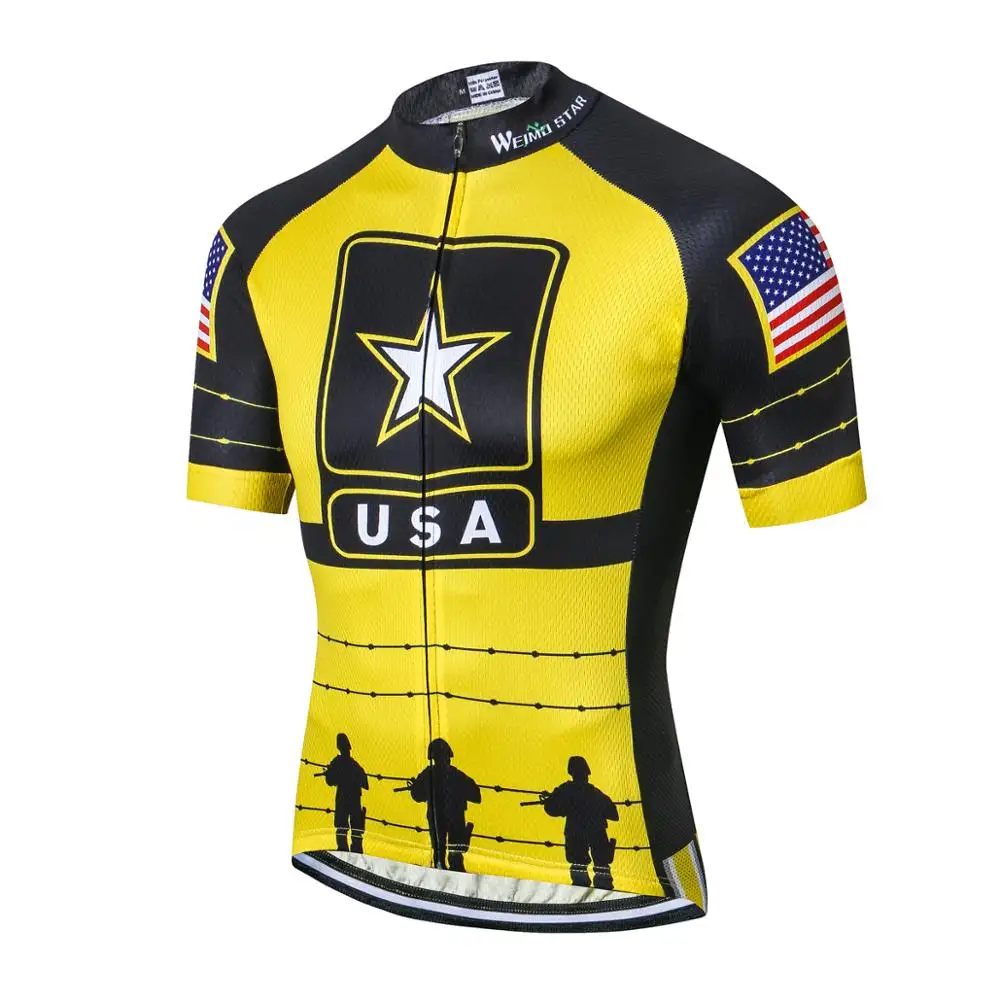 Maglia da ciclismo da uomo personalizzata giallo 2021 Pro Racing Sport MTB Bike Jersey Top bicicletta abbigliamento da ciclismo traspirante