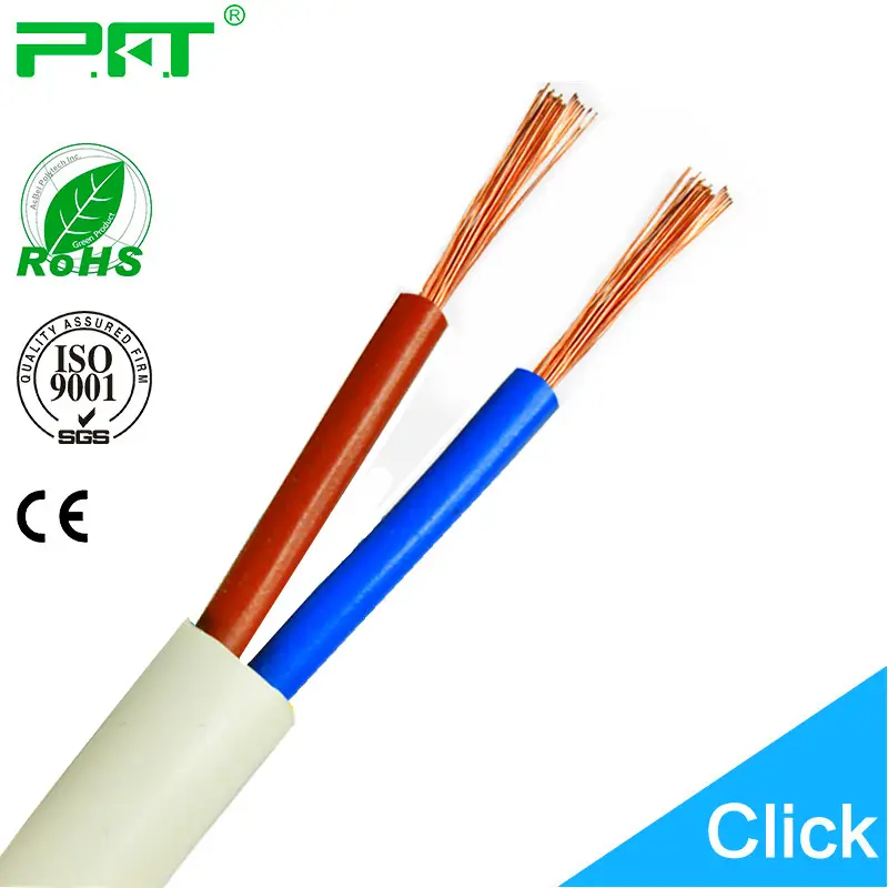 PFT de fábrica precio más barato de rvv cable de color blanco o negro 2 núcleos 2.5mm2 cable eléctrico