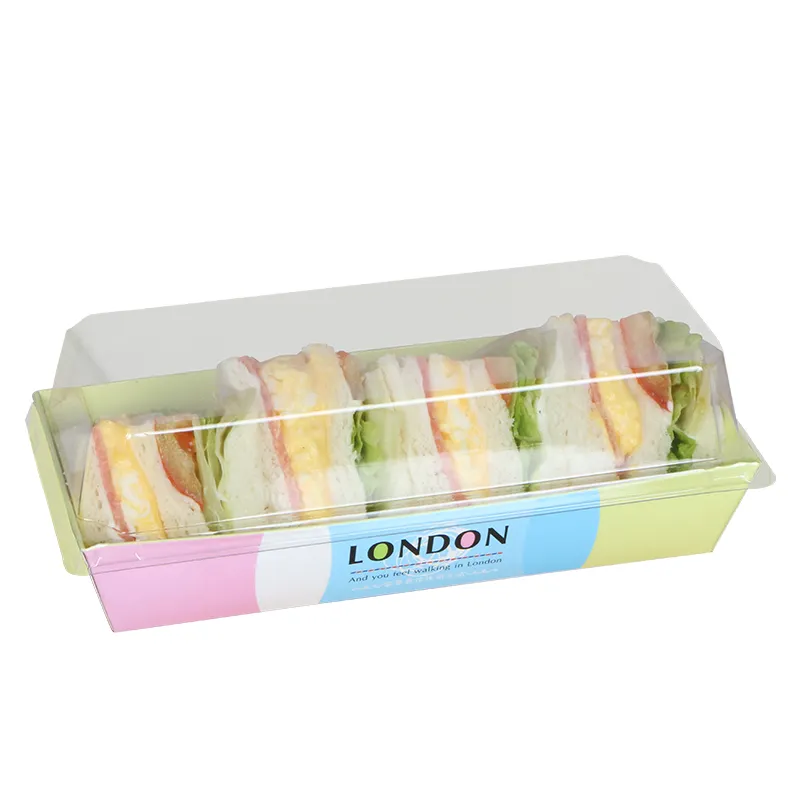 Scatola per Sandwich di carta con scatola per finestra per imballaggio alimentare contenitore per torta usa e getta in carta Kraft per uso alimentare