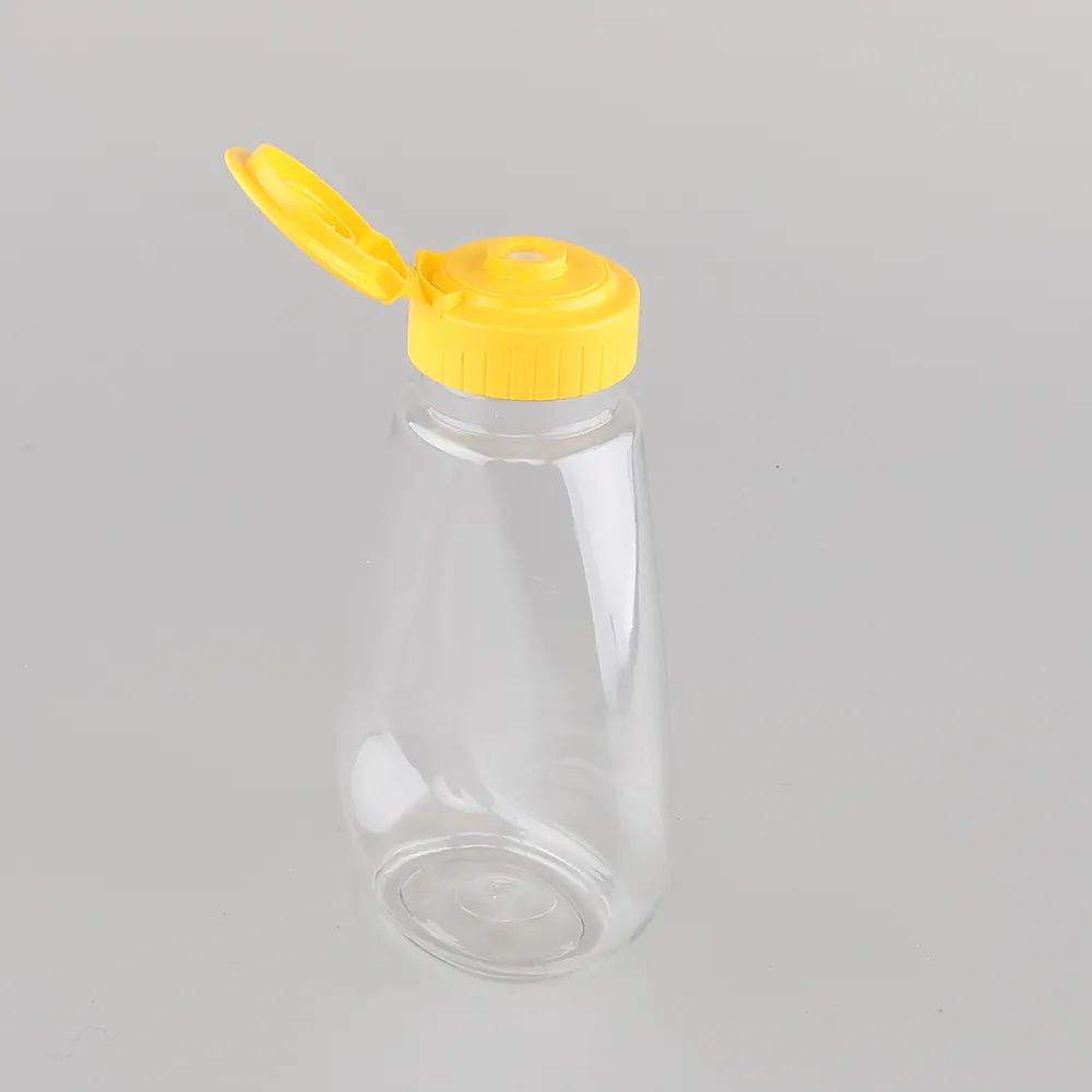 360ml cina miglior prezzo personalizzato miele insalata spremere bottiglie imballaggio pet bottiglia di plastica con flip top cap