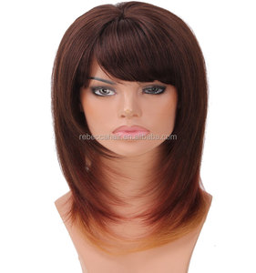 レベッカストレートロングウィッグヘアバンヒューマンヘアマシンメイドベーシックウィッグキャップ