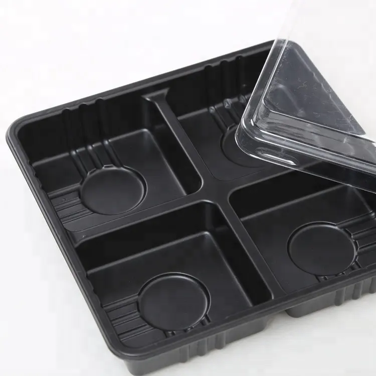 Blister plastic 4 cavity cake cookies tray box packaging with cover