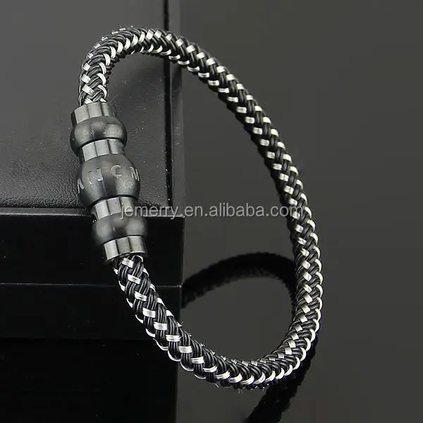 Pulsera magnética de cuero chapado en oro para hombre, brazalete de acero inoxidable, energía saludable, moda