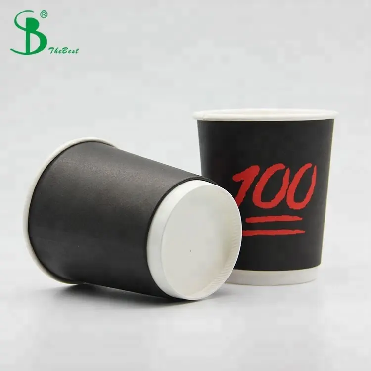 Fabricant imprimante 110ml 210ml 350 ml 90 diamètre tasses à café noires jetables gobelet en papier écologique emballage avec mon logo