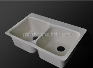 红色棕色谷物厨房水槽台面，人造厨房水槽 - Product Image 4
