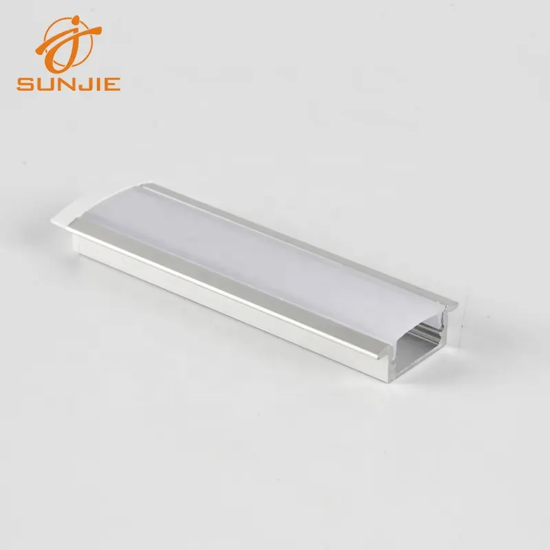 Perfil de aluminio empotrado ALP2508, Canal LED decorativo de extrusión para iluminación interior, precio de fábrica