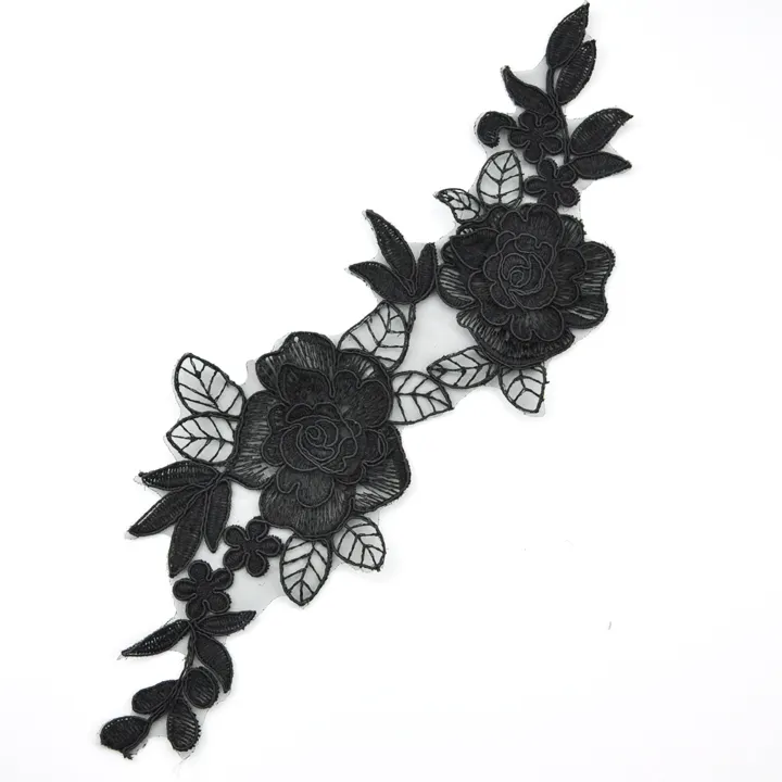 الجملة الأسود زهرة نوع التطريز الرباط زين لفساتين السهرة