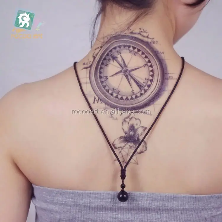 LC-302/Mới Nhất Big Temporary La Bàn Màu Đen Arm Tattoo Designs Tattoo 21x15 cm