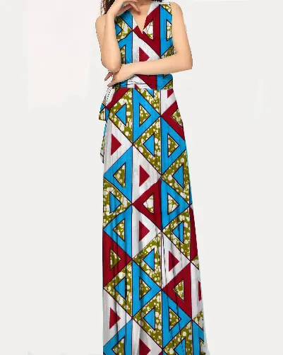 تصاميم حسب الطلب النساء الملابس الأفريقية الشمع طباعة ماكسي لونغ فساتين