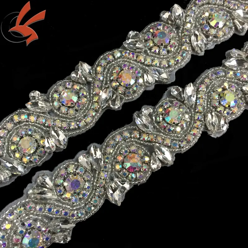 Wedding Accessories Iron on Rhinestone Crystal bridal sash bridal Belt applique trims