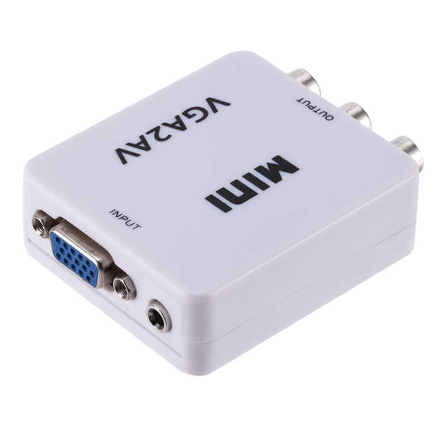 Mini VGA to AV RCA Converter with 3.5mm Audio for HDTV PC