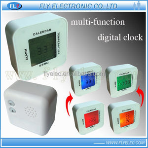 Heißer Verkauf Multifunktion/Zeit/Thermometer/Timer/Kalender 4-seitige Funktion LCD-Alarm tisch Uhr - Product Image 6