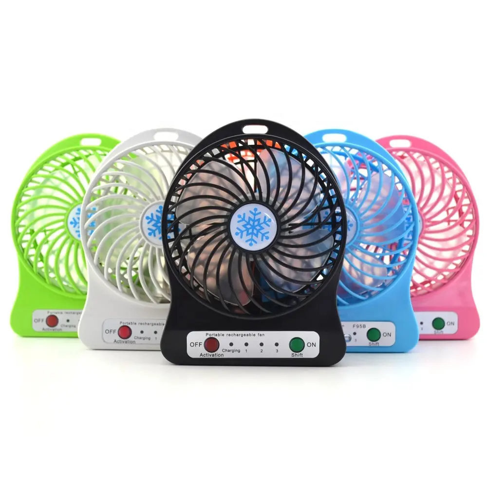 Venta al por mayor barato 18650 batería recargable portátil USB ventilador de la mano escritorio práctico bolsillo Mini enfriador de aire de ventilador de pie