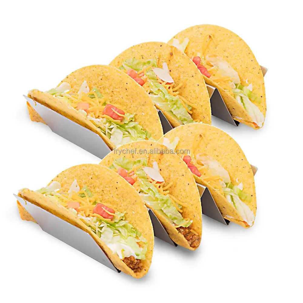 2-3 Compartments Stainless Steel Taco Holder, Mexican Food Taco Rack Shells F0455