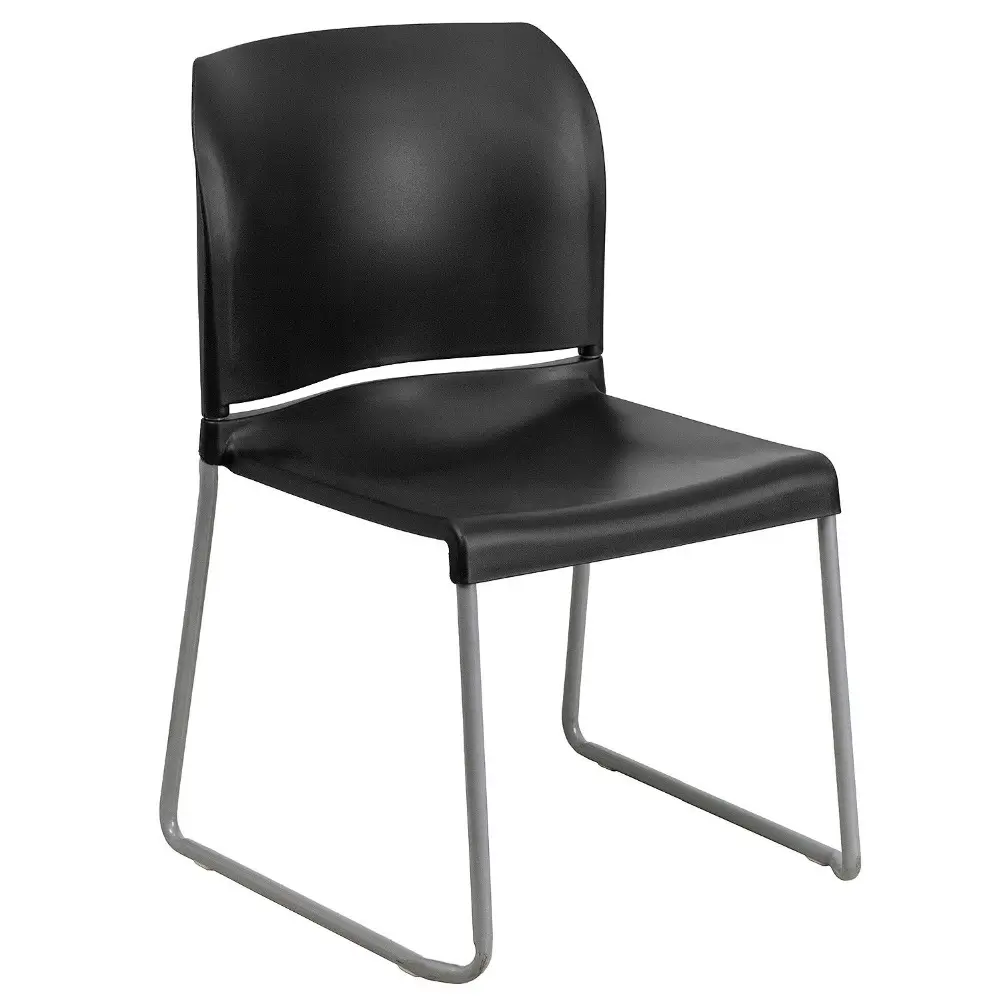 Дешевые черные штабелируемые пластиковые стулья, мебель для сохранения пространства
