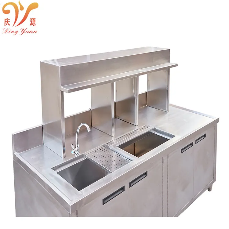 Good design Stainless Steel multifunctional Kitchen base Cabinet bubble tea counter for fast food store