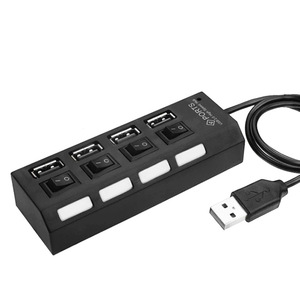 Новые 4 порта USB Hub 2,0 High Speed USB 2,0 док-станция USB разветвитель с включения/выключения для портативных компьютеров ноутбук