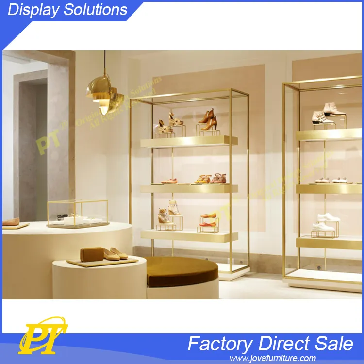 Good quality showcase furniture stainless steel showcase for shoes shop