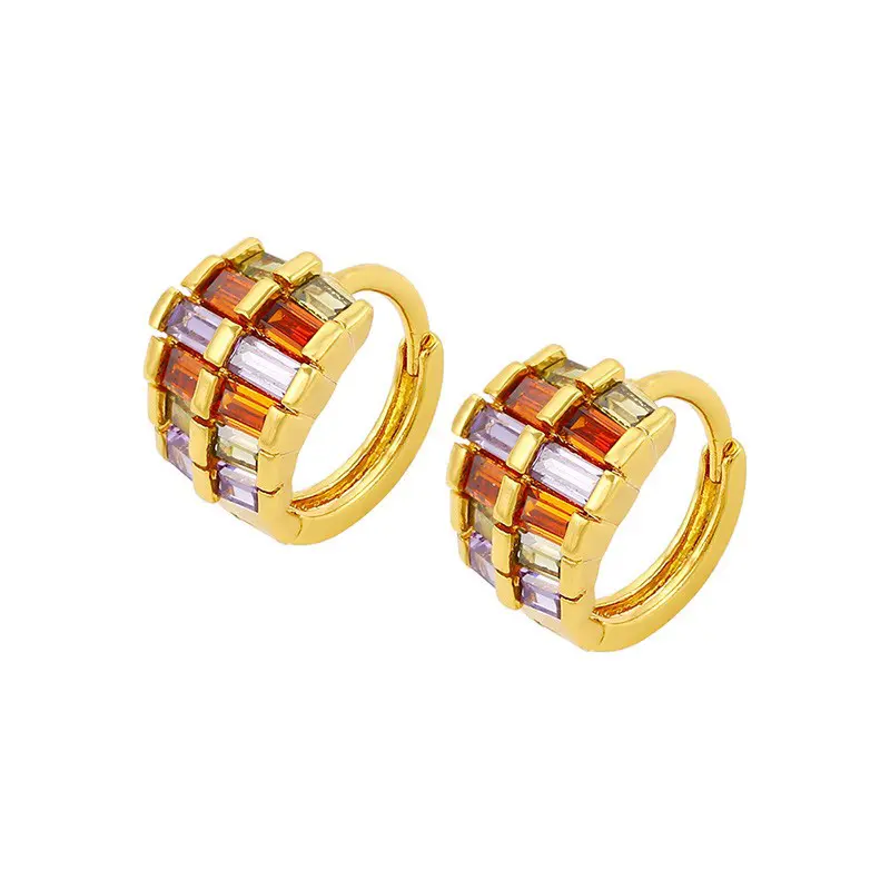 Xuping-pendientes de diamantes de imitación para mujer, color dorado, 24K