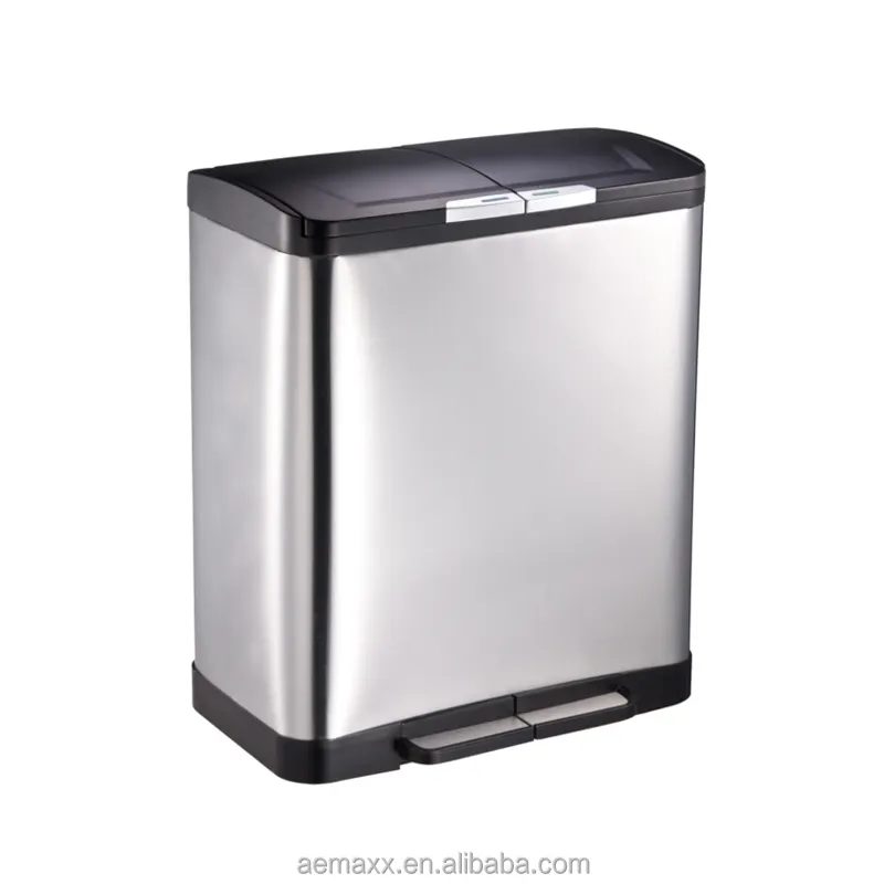 36L 45L 60L in acciaio inox rettangolo forma del piede pedale 2 vano classificare cestino pattumiera