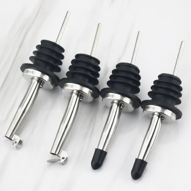 Wine Pourers Stainless Steel Liquor Spouts Bottle Pourer Stoppers with Dust Cover for Alcohol, Olive Oil, Wine