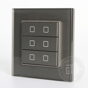 Vetro temperato grigio Smart Hotel uso domestico pulsante di ripristino 12V DC 6 Gang interruttore a parete con tecnologia a contatto a secco