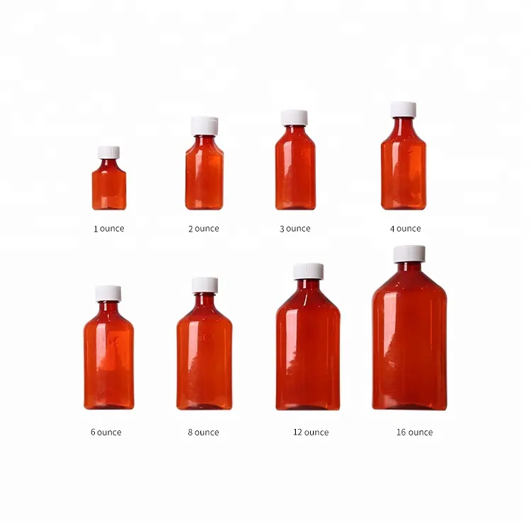 Bouteille plastique à sirop 1 OZ pour boisson, contenant en plastique pour conserver les médicaments, du liquide, couleur ambre, 400 ml