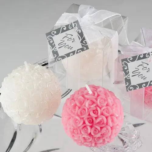 Bougies élégantes en boule de Rose et blanche, Rose et rouge, cadeau de mariage, 12 pièces