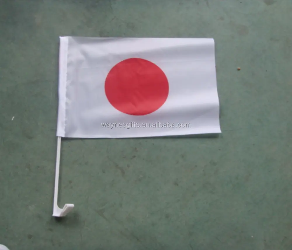 ราคาถูกหุ้นโพลีเอสเตอร์12 "X 18" ประเทศธงญี่ปุ่นรถธงที่มีเสาพลาสติก