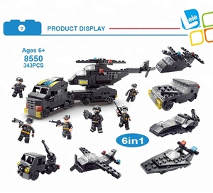 乐乐兄弟城市警察阻挡玩具直升机儿童建筑砖块套装 - Product Image 3