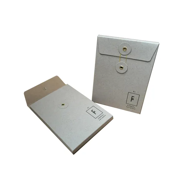 Kraft paper button and string closure gusset paper envelopes gift packaging kraft paper envelopes